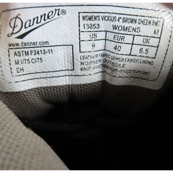 Danner Boots Women 9 Work Leather Vicious 4" Safety Toe Waterproof Lace Up Brown - Picture 8 of 15